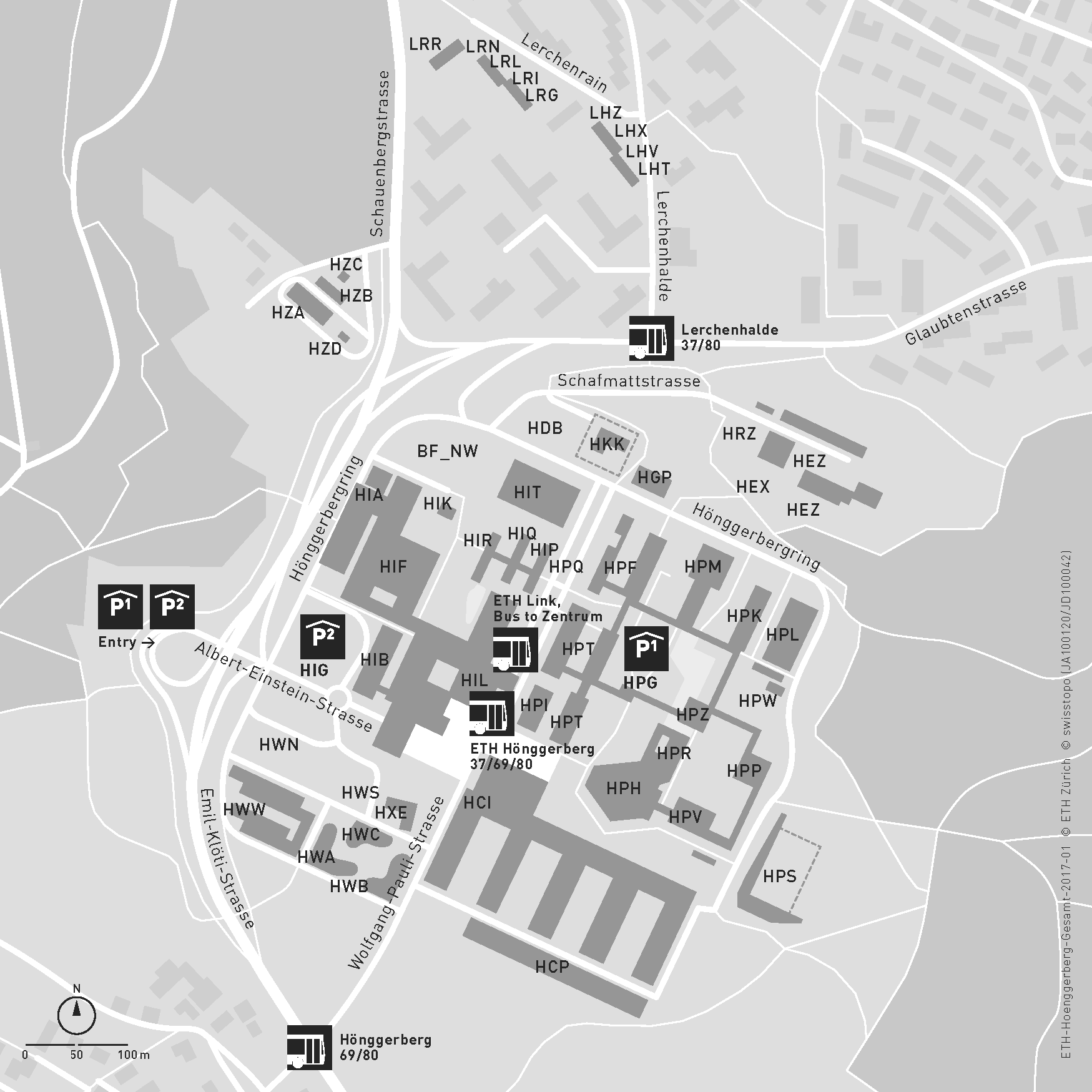 Enlarged view: Map of ETH Campus Hönggerberg